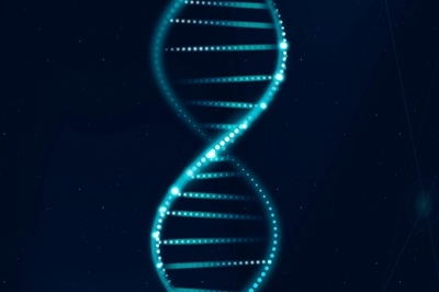 dna genetic biotechnology science blue neon graphic