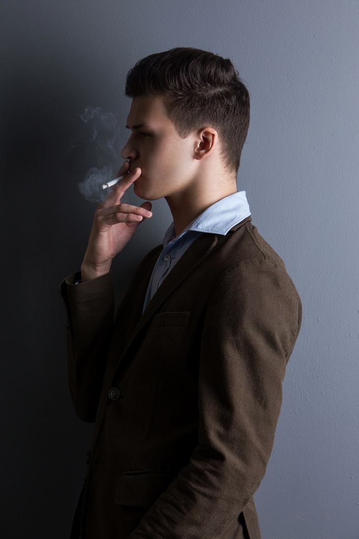 handsome man on blue background